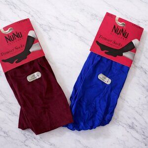 🆕 NWT NuNu Trouser Socks – Burgundy & Blue | Size 9–11